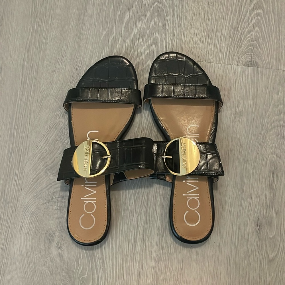 Calvin Klein Black Buckle Sandals